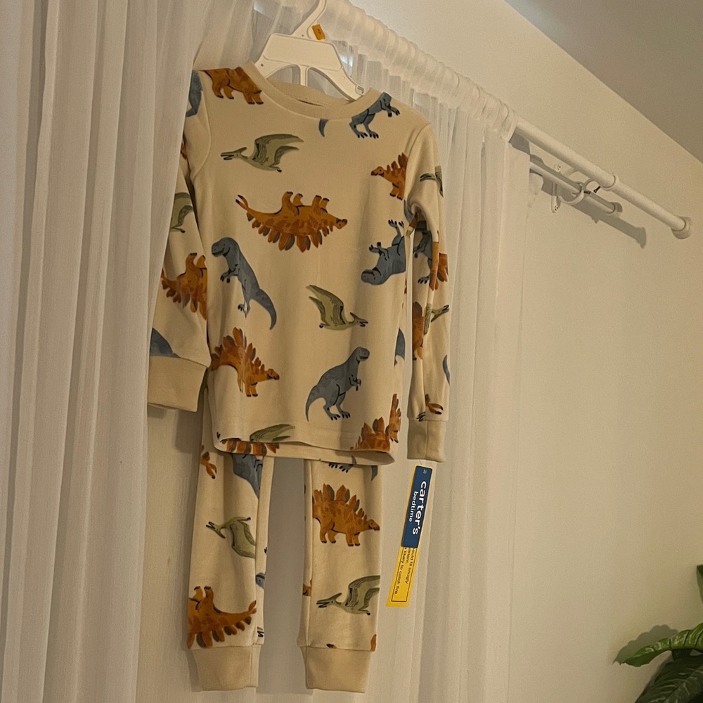 NWT Carters dino toddler PJs, cream